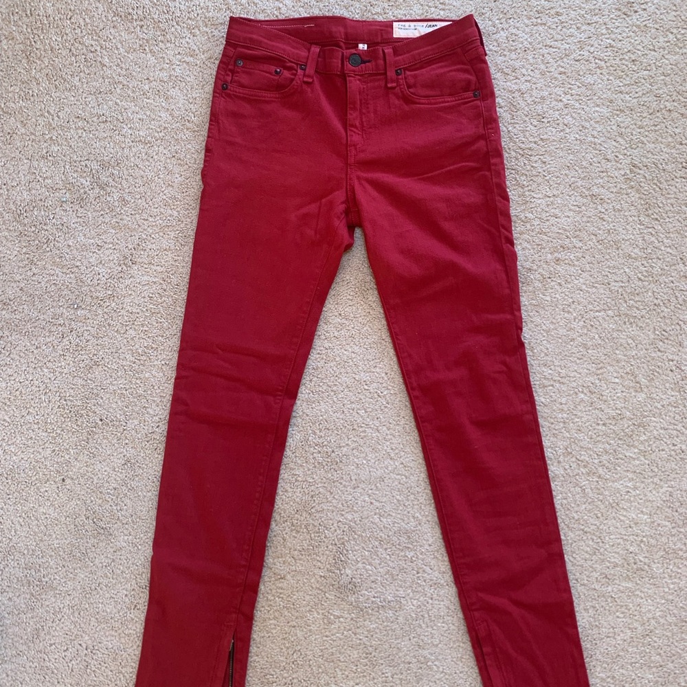 Rag & Bone Red Skinny Zipper Jeans Size 28